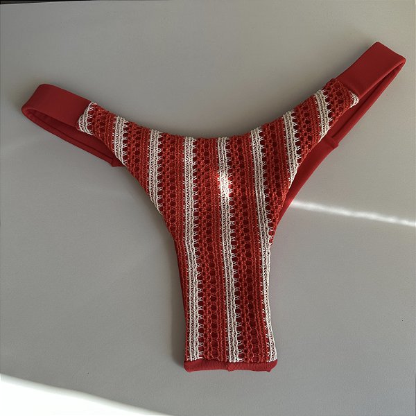 Calcinha Fita Lateral Larga fio 013 Trancoso vermelho (BUSTO NÃO INCLUSO)
