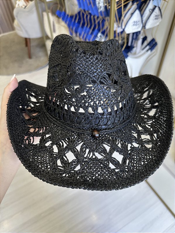 Chapéu comboy palha Preto