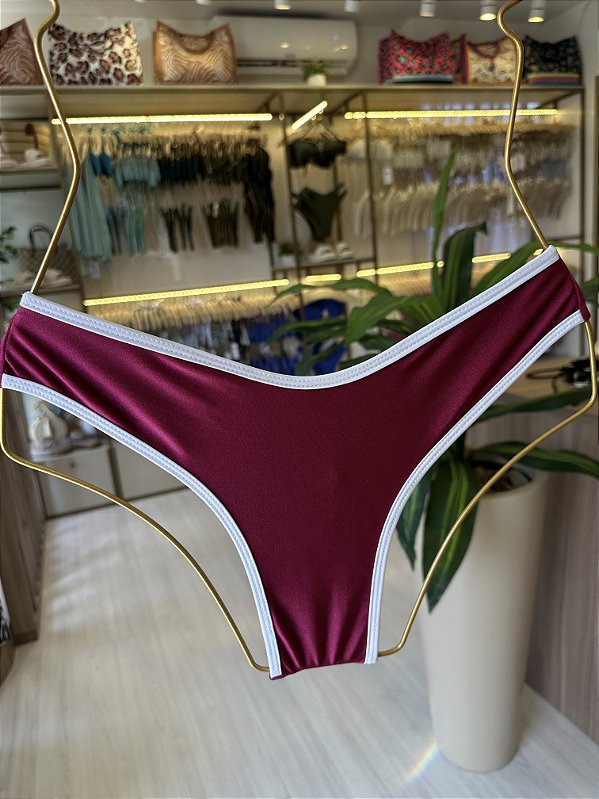Calcinha Asa Delta Fio duplo 012 glow bordo viés branco ( BOJO NÃO INCLUSO)