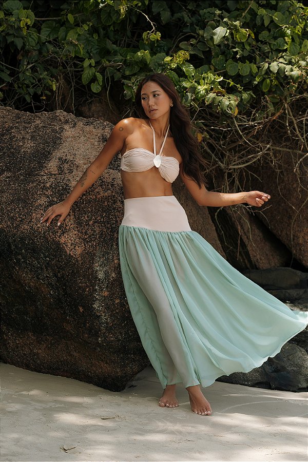 Saia Capadócia Nude com verde