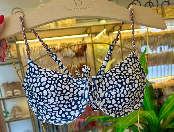 Meia Taça com Bojo Maleável 093 aro com alça torcida Estampa Copacabana (CALCINHA NÃO INCLUSO)