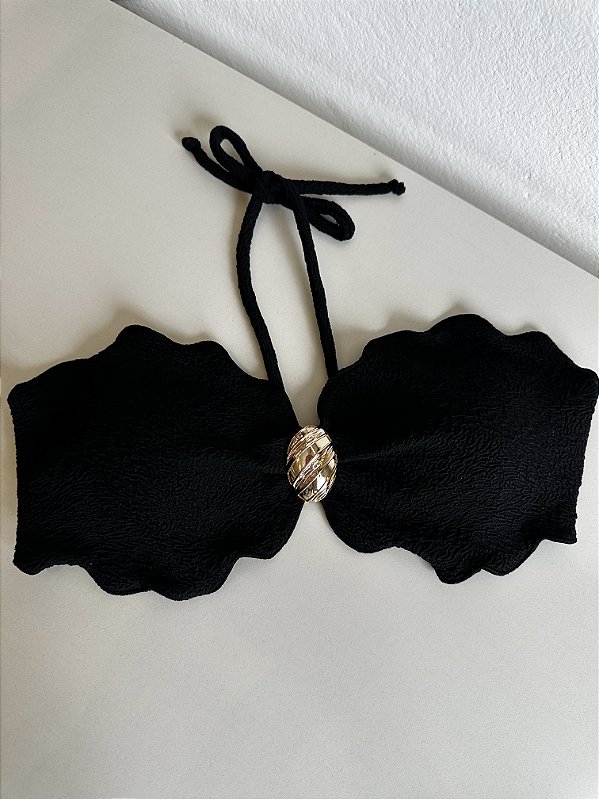 Bojo tomara caia Nuvem 335 tecido vórtex Preto com acessório banho a ouro (calcinha não inclusa) um