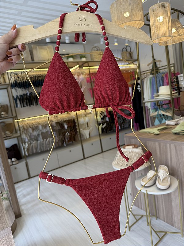 Calcinha 794 com regulagem fio Tulum vermelho (BUSTO NÃO INCLUSO)
