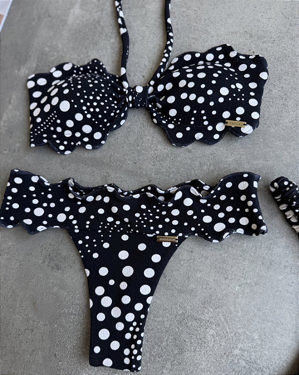 Calcinha nuvem tecido Lumiere Preto poá 062 (BUSTO NÃO INCLUSO)