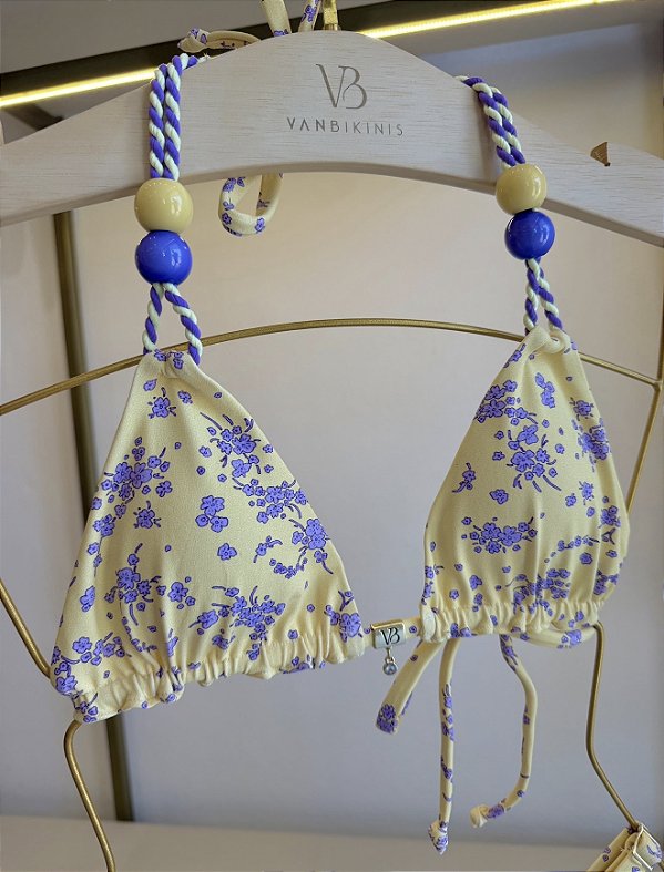 Top cortininha com bojo detalhes trançados e miçangas alças com bojo removível Amsterdã (CALCINHA NÃO INCLUSO)