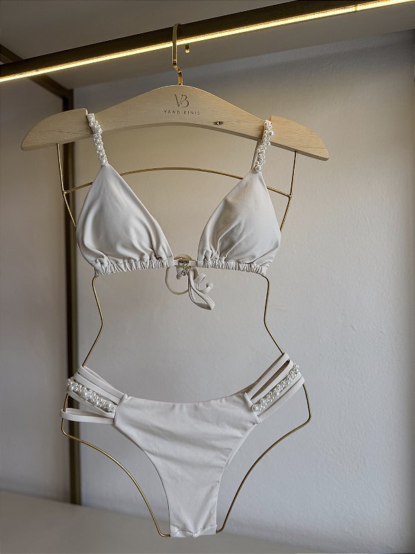 Calcinha 005 cintura média com bordado pérola fio duplo Amalfi off white (BUSTO NÃO INCLUSO)
