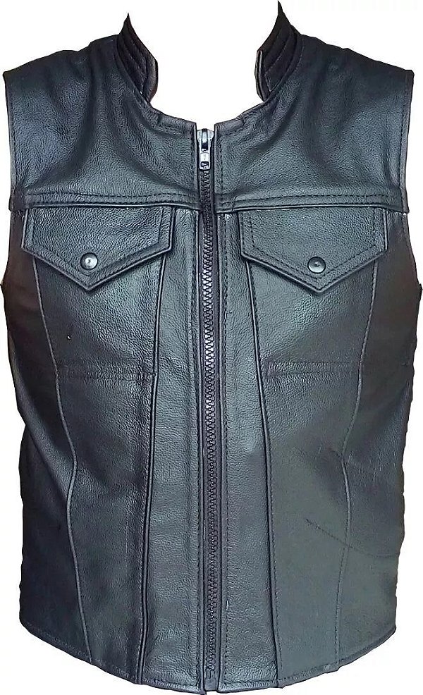 Colete Sparta Motors Couro Legítimo com Gola