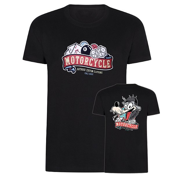 Camiseta Wolf Motorcycle Preta