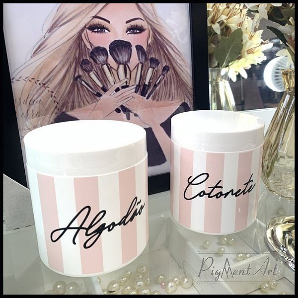 Pote Decorado Listrado Cotonete