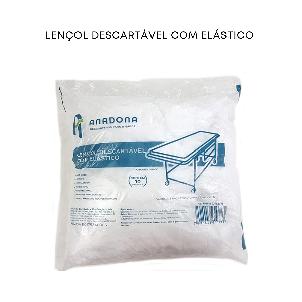 Lençol Branco Descartável Anadona com 10un (gramatura 20)