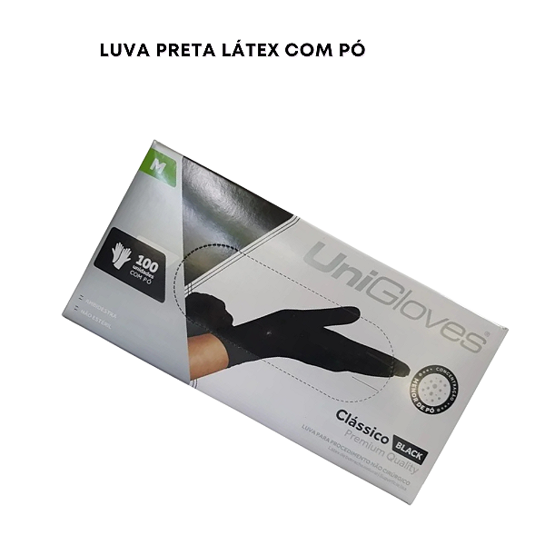 Luva Descartável M latex preto