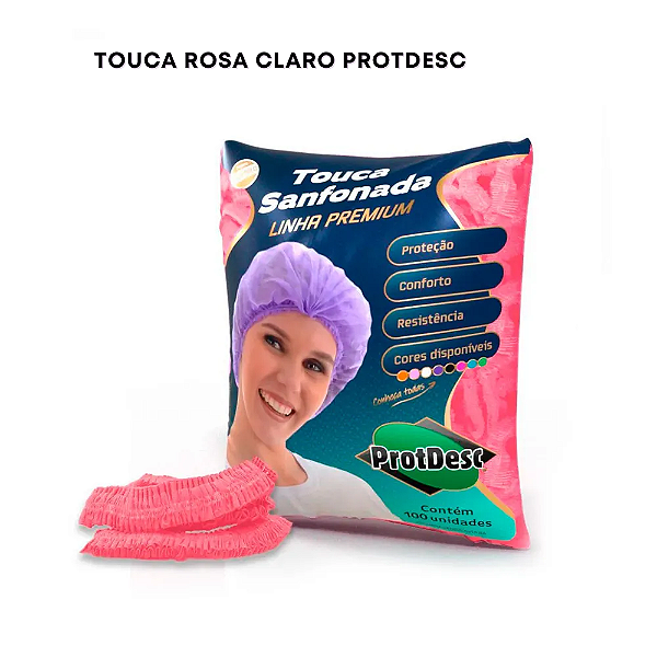 Touca sanfonada Rosa Claro Protdesc