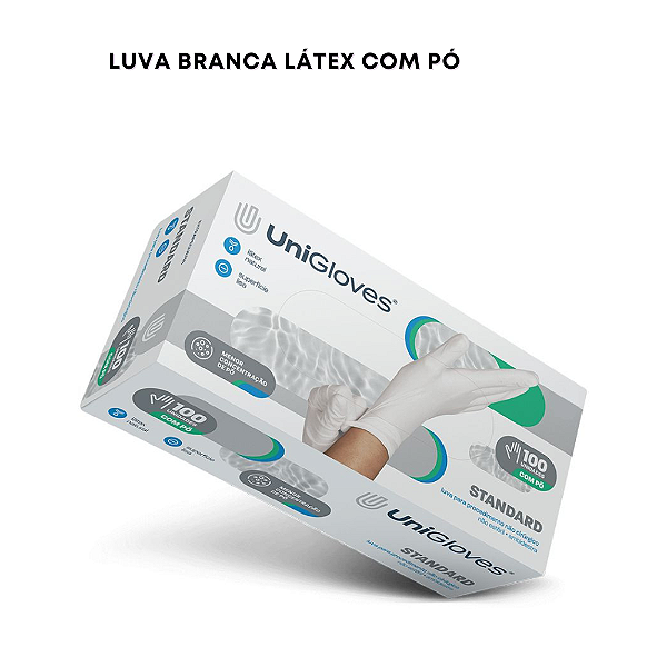 Luva Branca Unigloves Látex com Pó