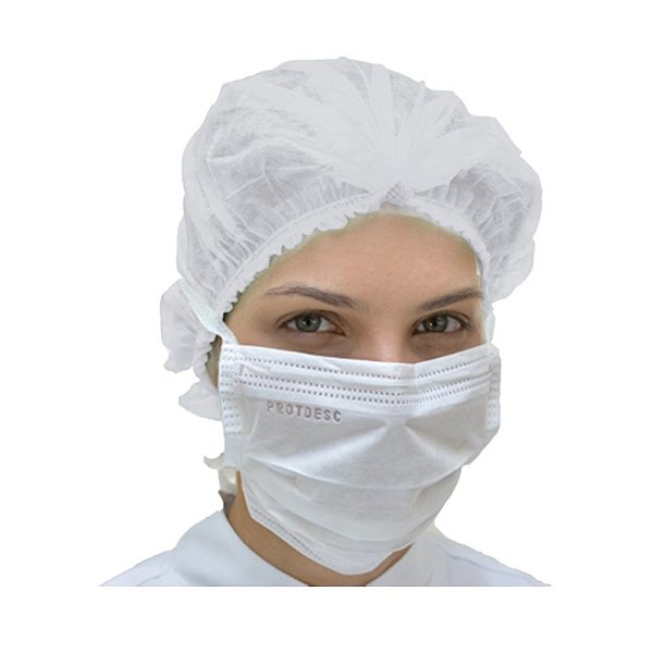 Máscara Branca Descartável Protdesc Caixa com 50un