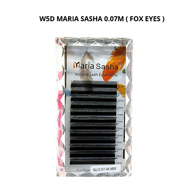 Cilios Maria Sasha 5D Preto curvatura M Mix 8 ao 12