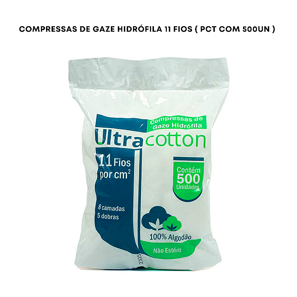 Compressa de Gaze 11 Fios com 500 unidades