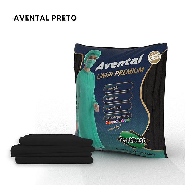 Avental Preto Descartável para Procedimento