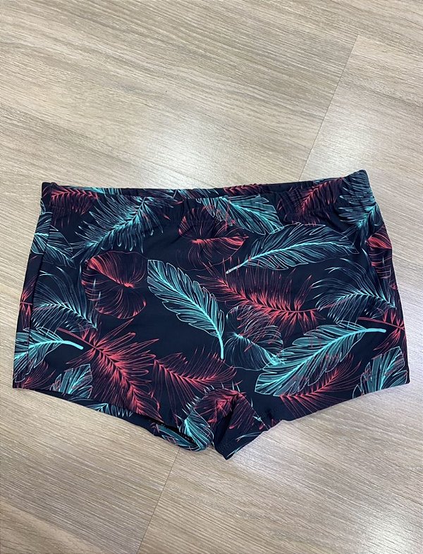 Sunga folhas vermelho verde