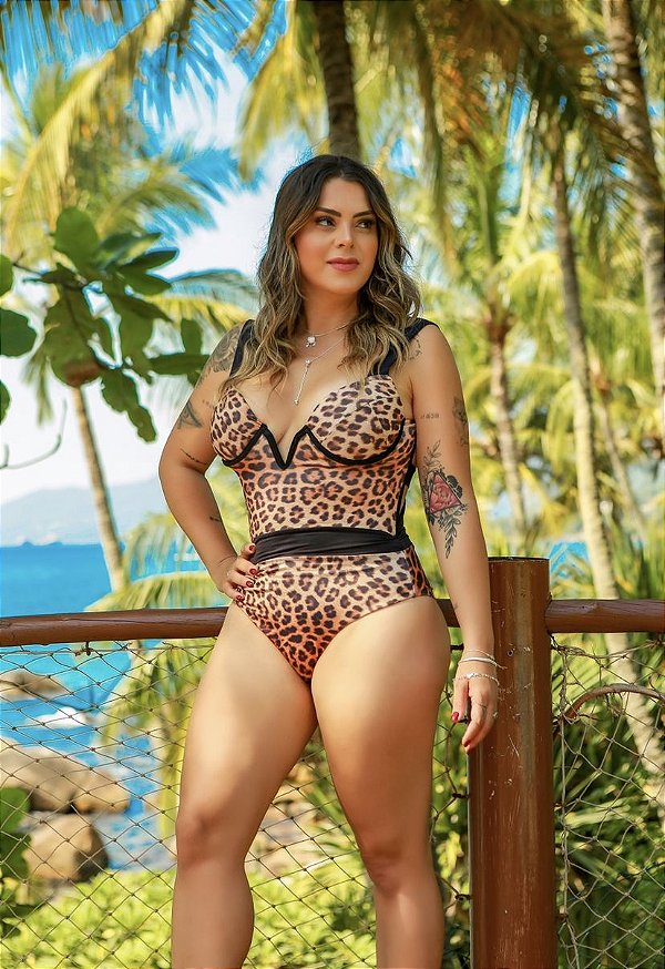 Maio sereia tiras animal print preto