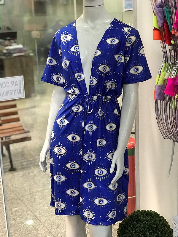 Saída de praia curta olho grego azul