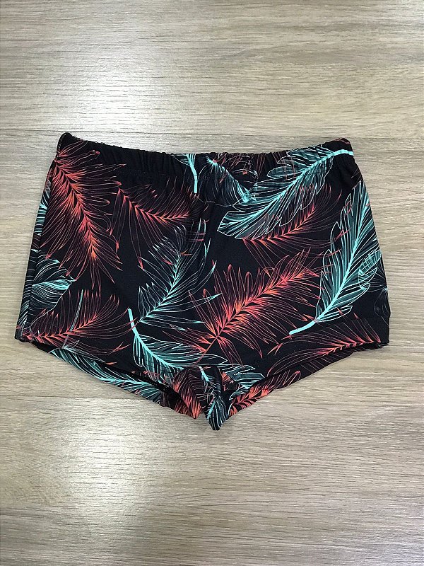 Sunga infantil folhas vermelho verde