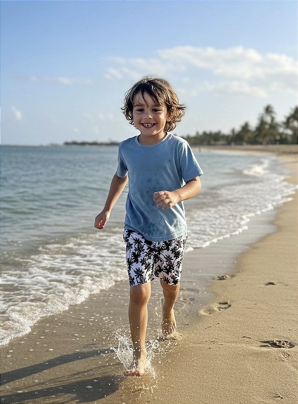 Bermuda infantil coqueiros branco