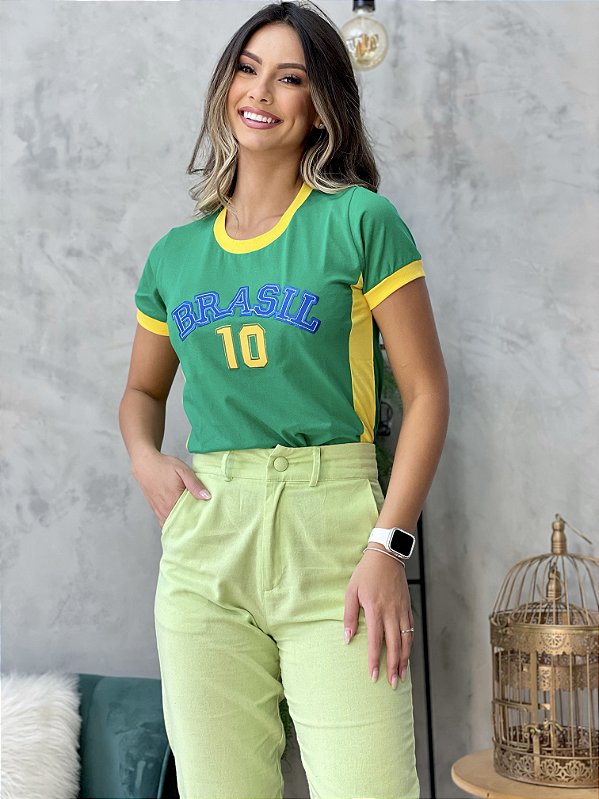Blusinha bordada Copa Brasil (verde)