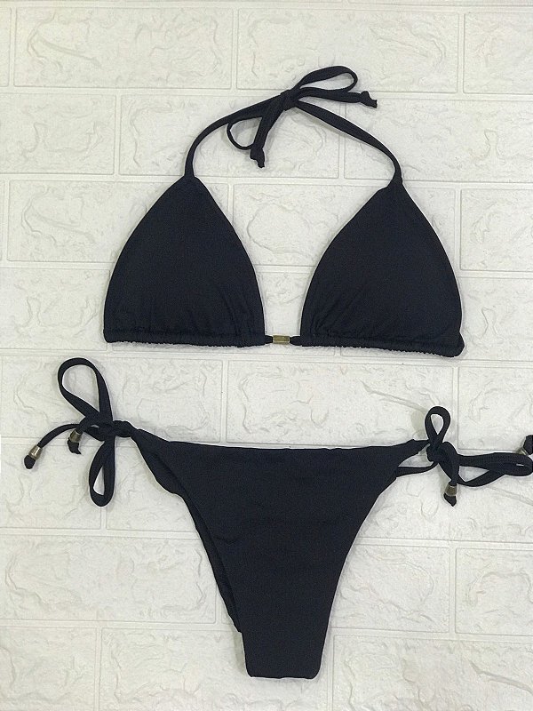 Biquini cortininha empina bumbum amarrar (preto)