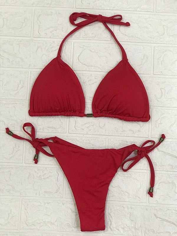 Biquini cortininha empina bumbum amarrar (vermelho)