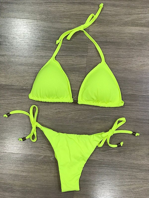 Biquini cortininha empina bumbum amarrar (neon)