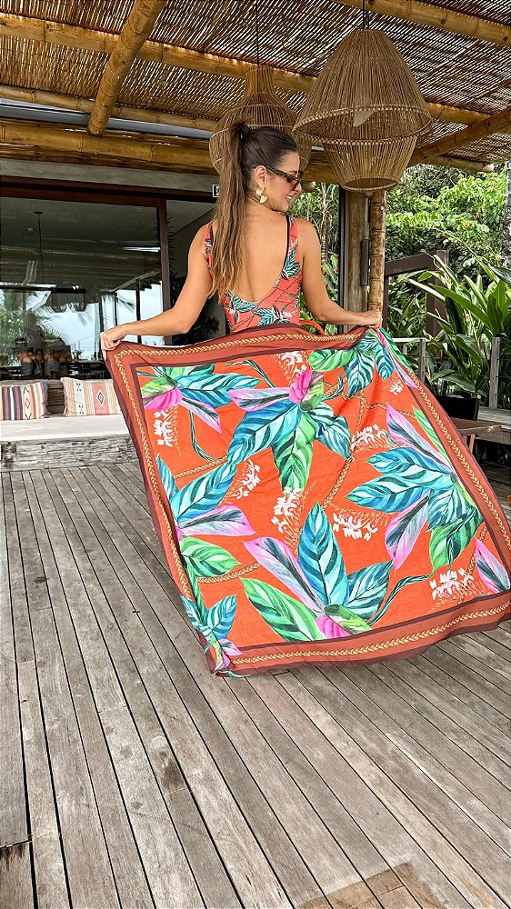 Pareo Canga Resort - Folhagem Cordas