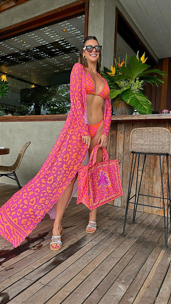 Saida Longa Resort On a Pink Com Laranja Lullus