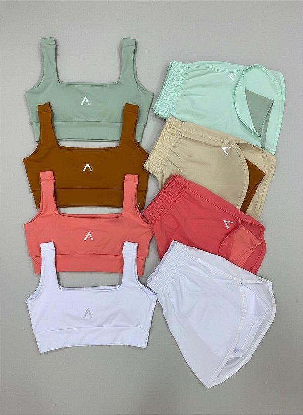 Conjunto Shorts Duplo Tactel (várias cores)