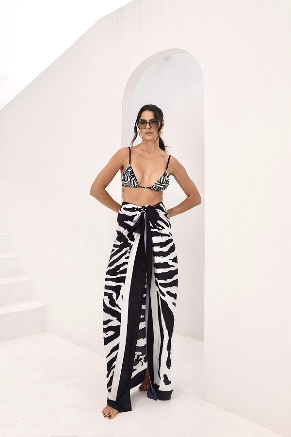 Pareo Canga Resort - Tigre Preto e Branco