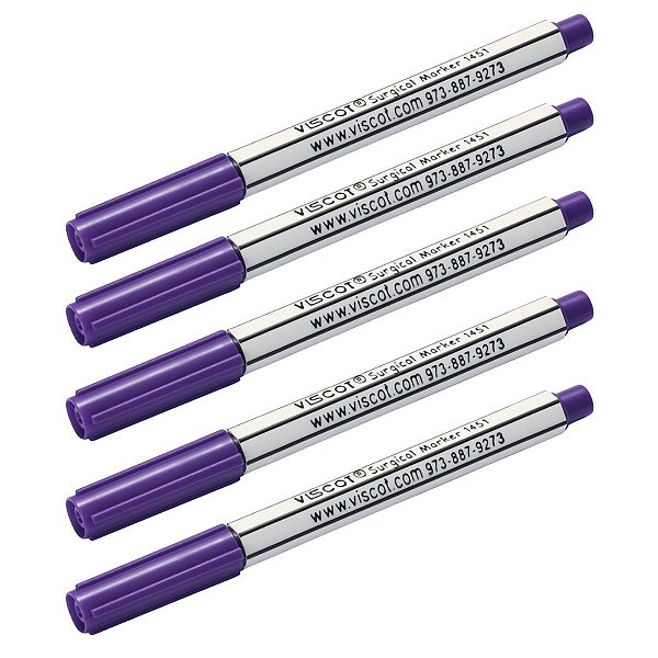 Kit 5 Canetas Viscot 1451 Ponta Fina Regular - Roxa