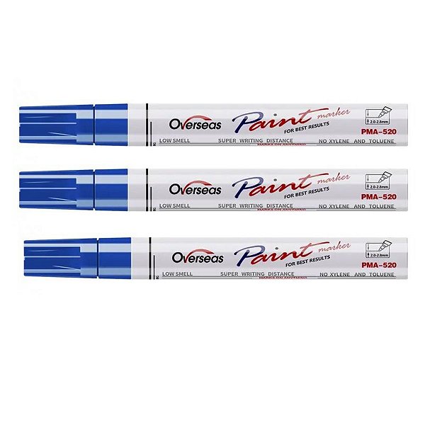Kit 3 Canetas Cirúrgicas Marcador Pele- Alto Rendimento-Azul
