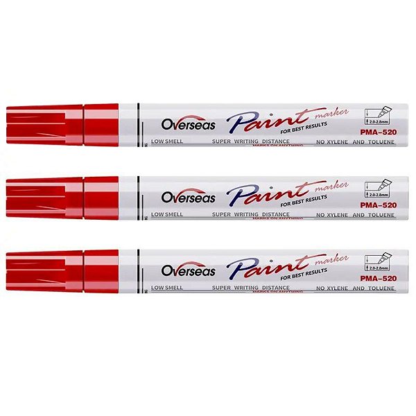 Kit 3 Canetas Cirúrgicas Marcador Pele-Alto Rendimento-Verm