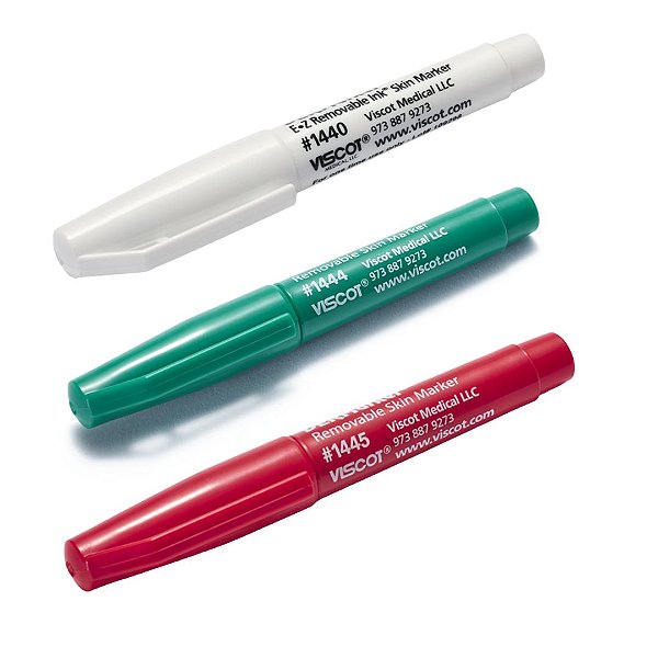 Kit 3 Canetas Dérmicas Marcação Dermarker, Viscot. VERDE / VERMELHA / BRANCA