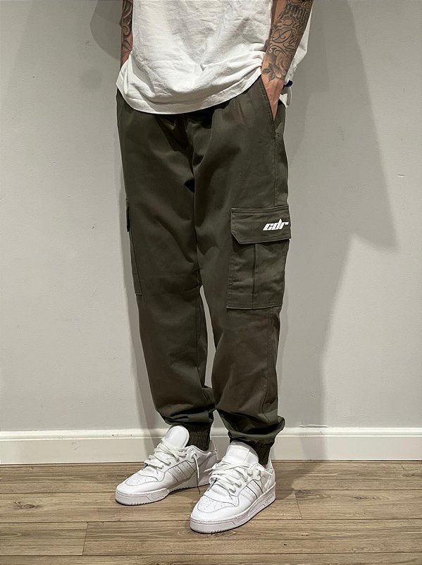 CALÇA CARGO JOGGER SARJA PREMIUM (verde)