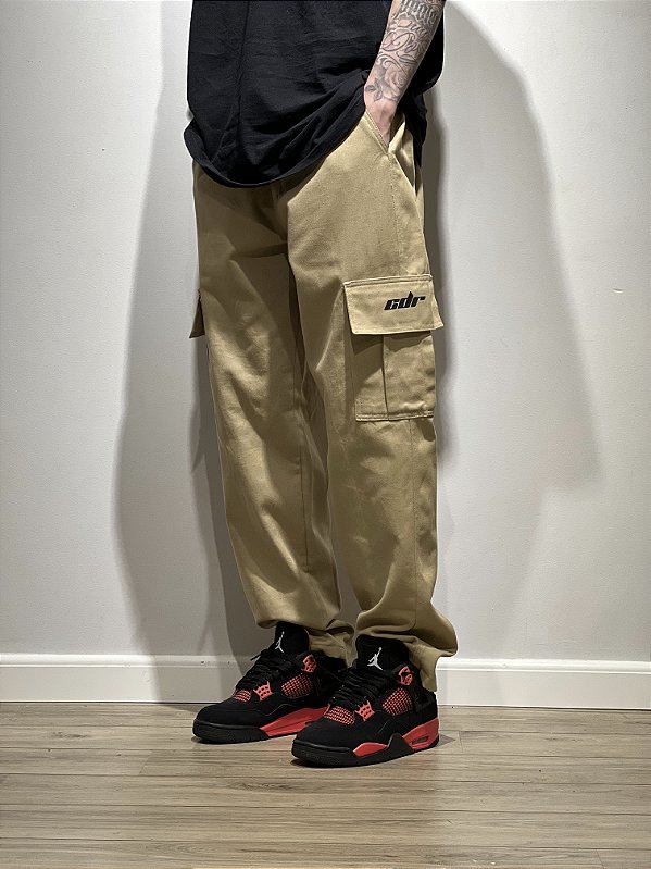 CALÇA CARGO BEGE (sarja premium)