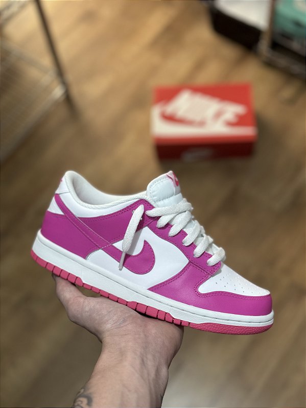 NIKE DUNK LOW (GS) (branco/rosa)