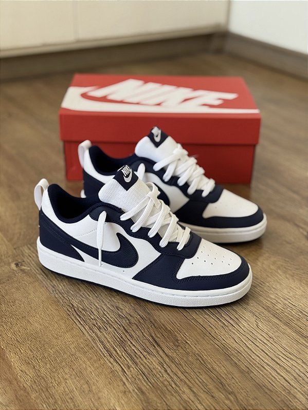 NIKE COURT BOROUGH 2 (branco/azul marinho)