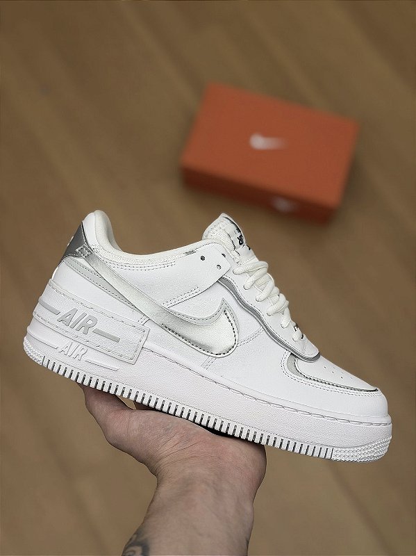 NIKE AIR FORCE 1 SHADOW “White/Metallic Silver”