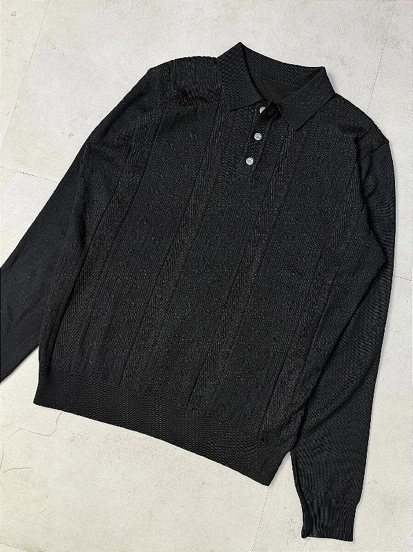 SUÉTER TEXTURIZADO BOTÃO (preto)
