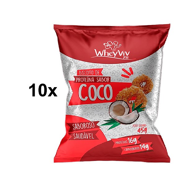 10x Biscoito de Coco - Wheyviv - 45g