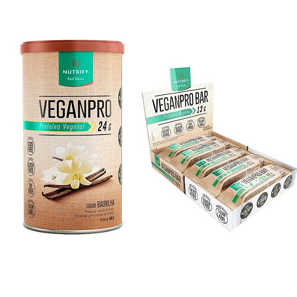 Veganpro Baunilha (550g) + Veganpro Bar Baunilha (10 un.) - Nutrify