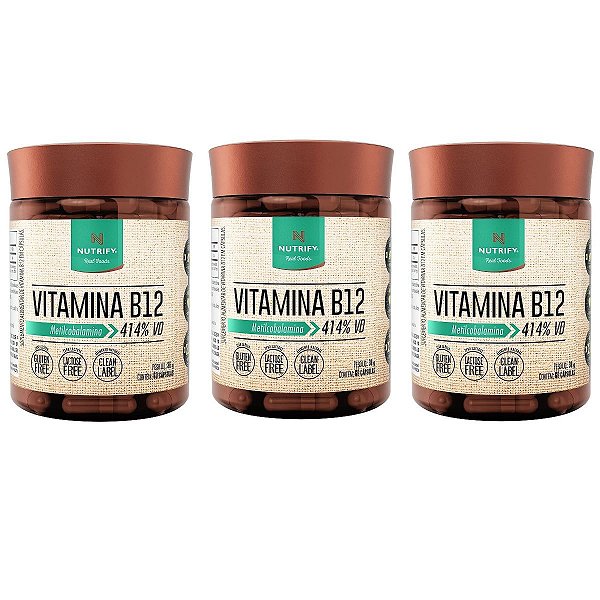 Kit 3x Vitamina B12 (Vegana) - Nutrify 60 cápsulas