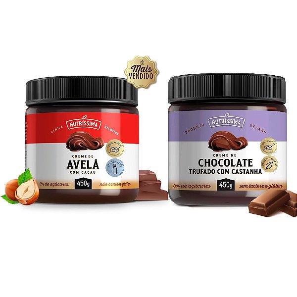 Creme De Avelã com Cacau + Chocolate Trufado - Nutríssima 450g