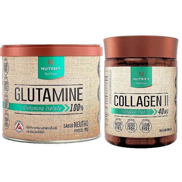 Kit Glutamina (150g) + Colágeno Tipo II (60 cáps) - Nutrify