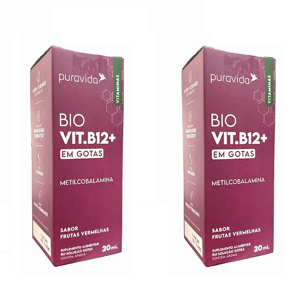 Kit 2x Vitamina B12 Drops Metilcobalamina - Puravida 20ml